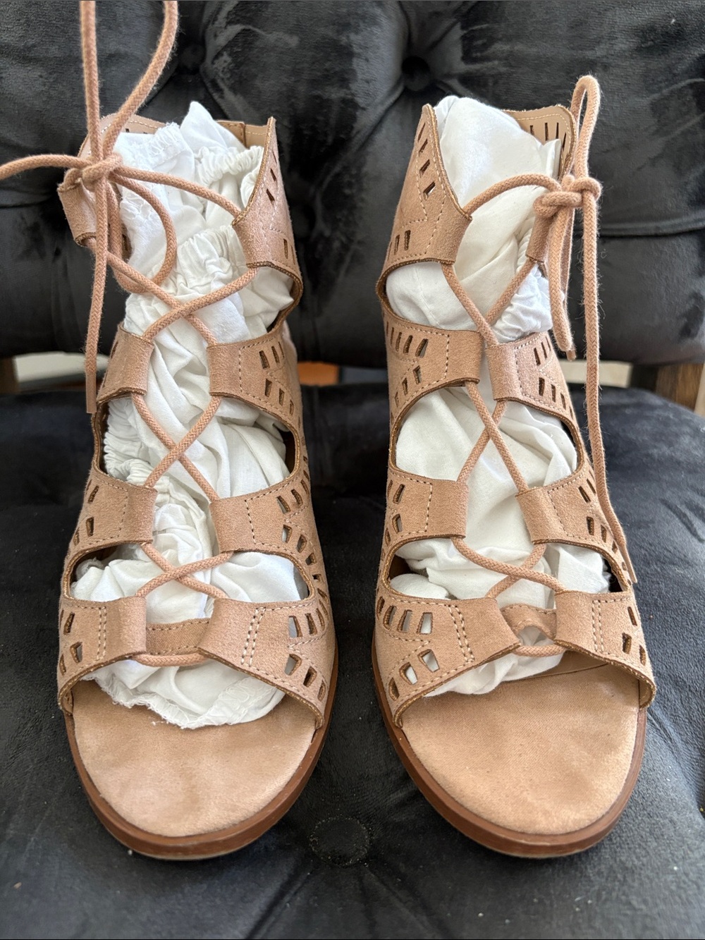 Mossimo Supply Co. Tan Lace-Up Cutout Gladiator Sandals